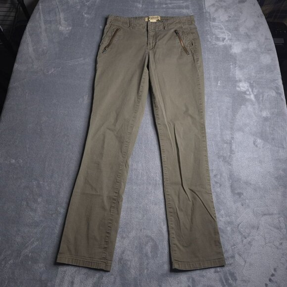 Democracy Womens Olive Green Straight Leg 4 Low Rise Faux Zip Pockets Stretch - Picture 3 of 8